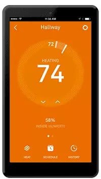 display of smart thermostats heating
