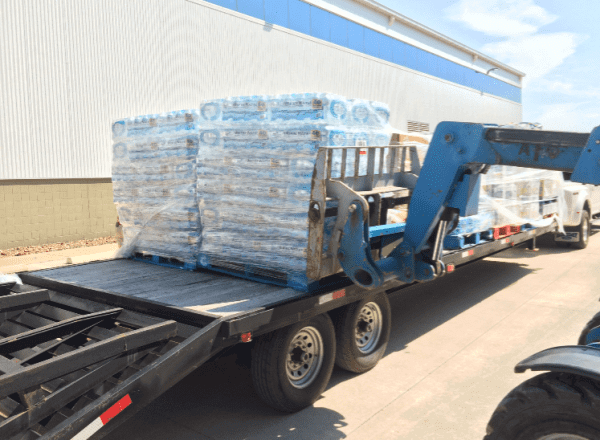 loading pallets of packed material